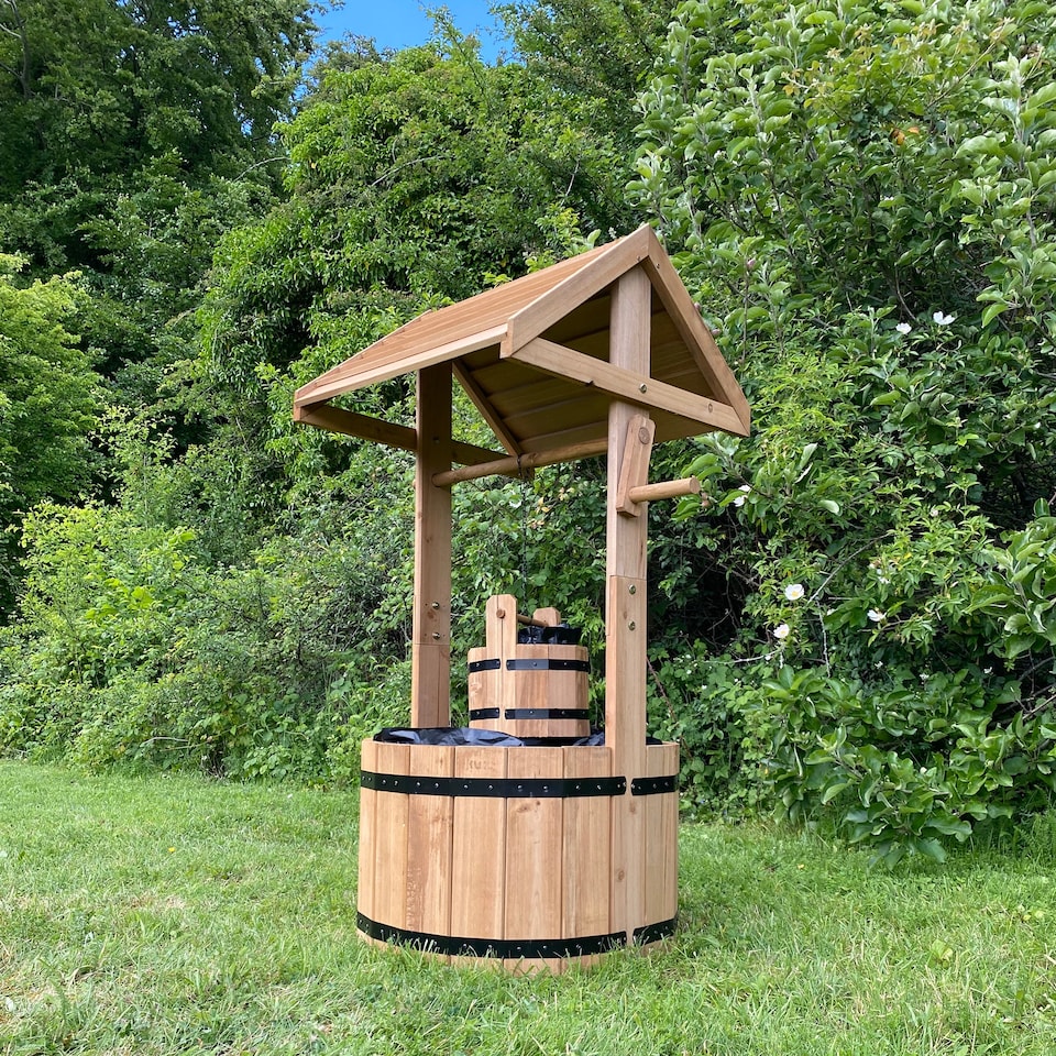 image 1 of Large Wooden Garden Wishing Well Planter