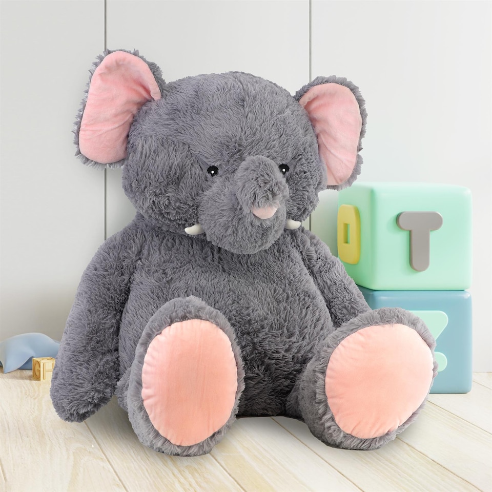 image 1 of The Magic Toy Shop Jumbo Elephant Soft Toy 100cm Giant Plush Stuffed Animal