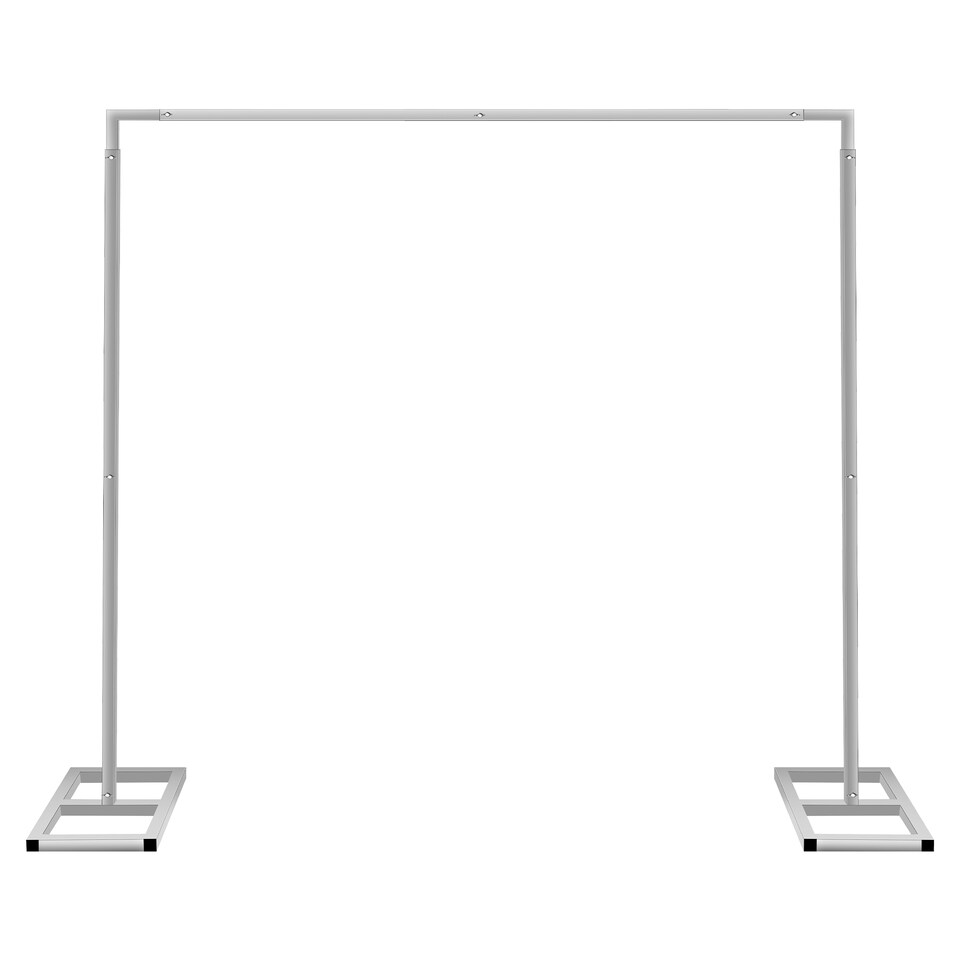 image 1 of 3x3m Silver Modular Rectangular Backdrop Stand Kit with Metal Frame - 2 Base, 6 Pipes