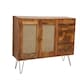image 1 of Nyack Large Sideboard - Mango Wood/Iron - L40 x W145 x H80 cm - Light Brown with Natural Rattan - Assembly Required | Brown