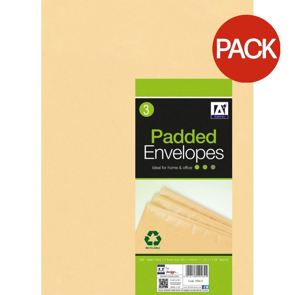 Anker Padded Envelopes (Pack Of 3) - Brown - 29 x 37cm