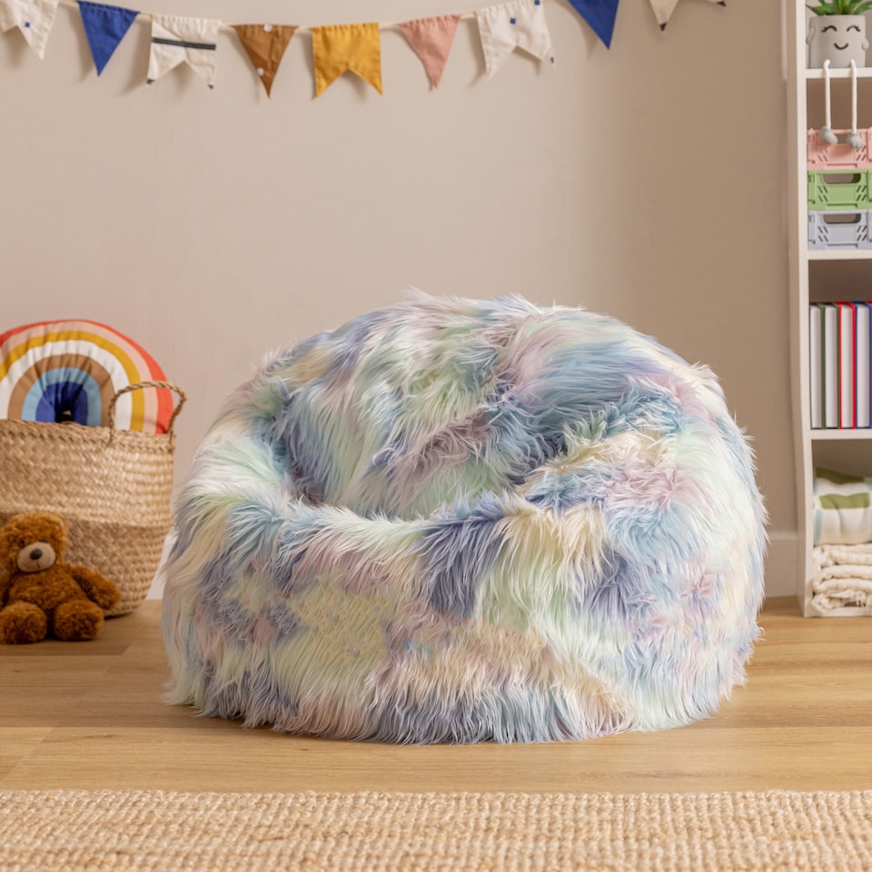 image 1 of Kids Classic Faux Fur Bean Bag Chair Unicorn Bean Bags for Children | Multi | Unicorn | 1