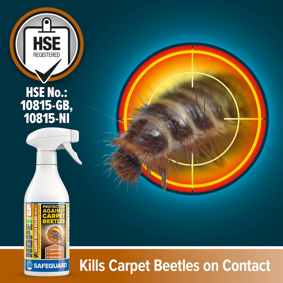 image 1 of NOPE CP Carpet Beetle Spray Killer 500ml - Fast Acting, Odourless Carpet Beetle Treatment for Home use