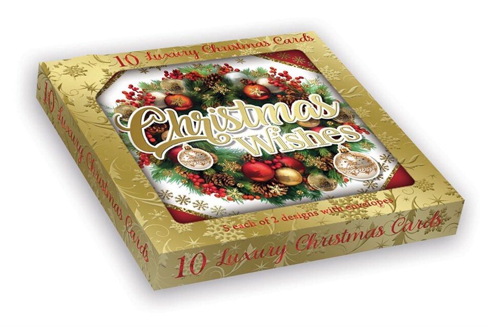image 1 of Pack of 10 Festive Wreath Christmas Boxed Cards