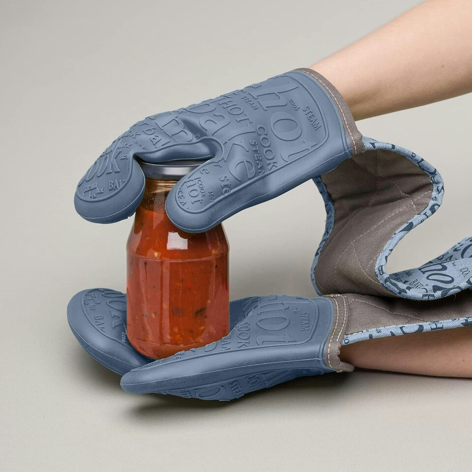 image 1 of Zeal Steam Stop™ Waterproof Silicone Double Oven Glove Blue | Provence Blue