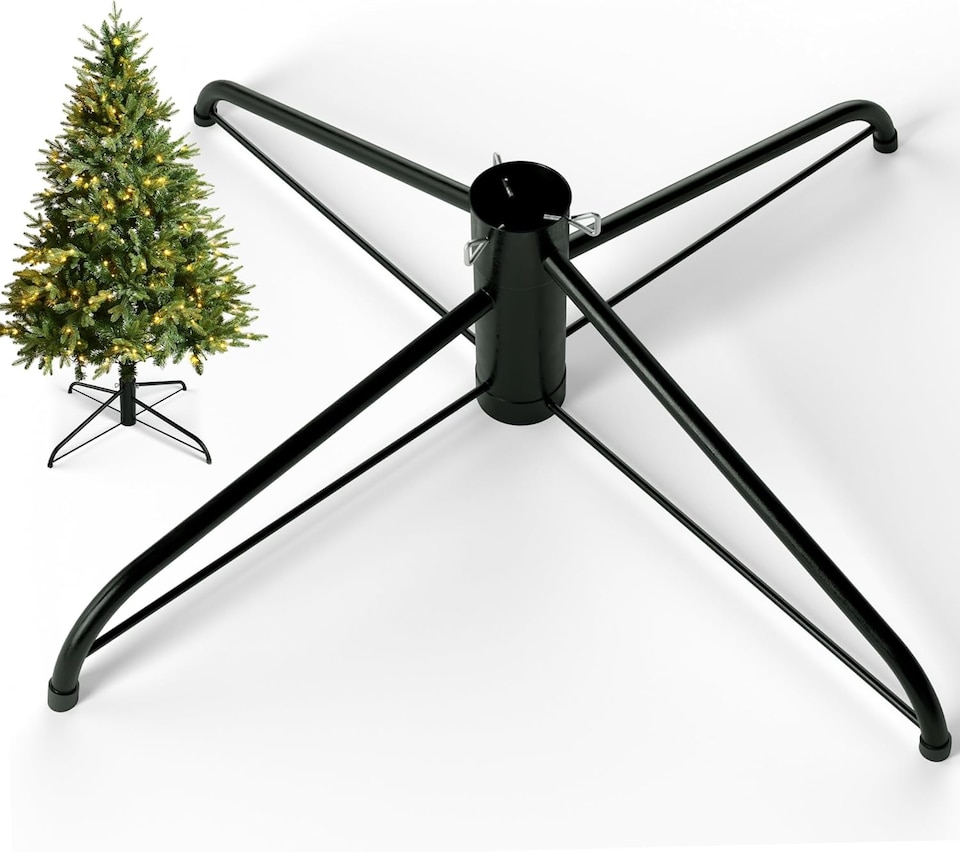 image 1 of Green 50cm Christmas Tree Stand Base Artificial Trees Up to 7ft Stable Durable Screw