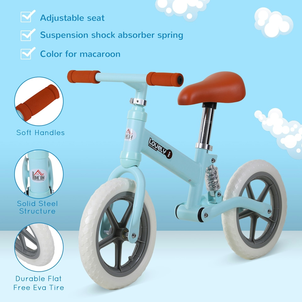 image 1 of HOMCOM Kid Balance Bike ChildrenBicycle Adjustable Seat 2-5 Years No Pedal Blue
