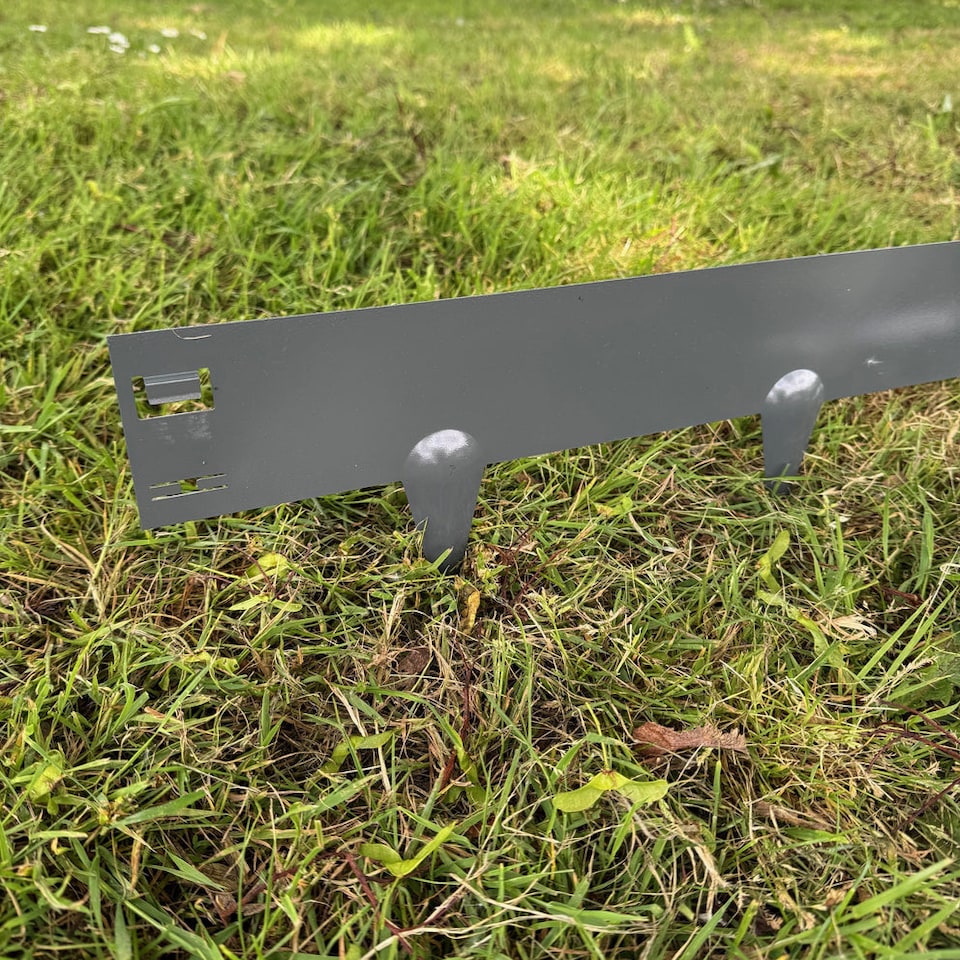 image 1 of Metal Garden Lawn & Border Edging in Grey (106cm x 8cm) - 20 Panels