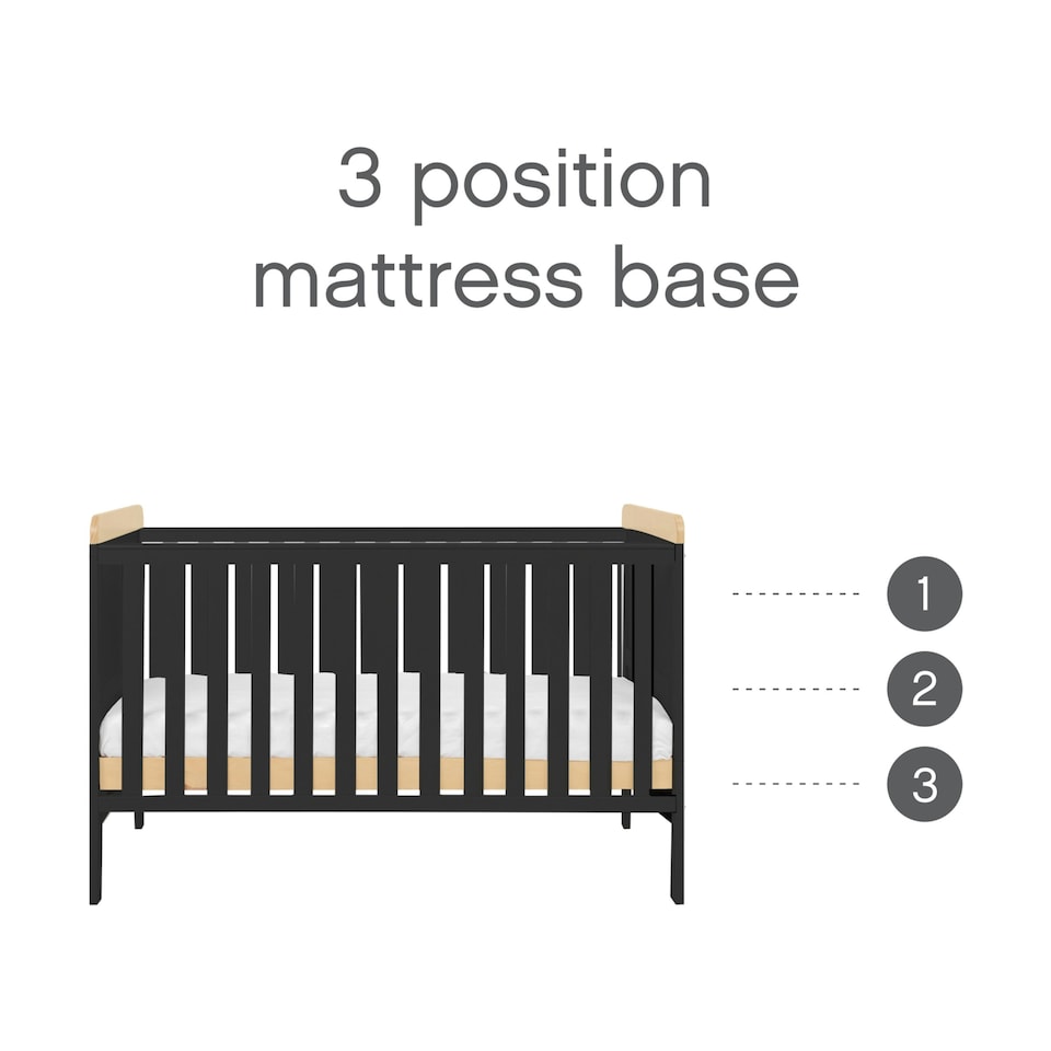 image 1 of Tutti Bambini Rio Cot Bed with Cot Top Changer & Mattress - Slate Grey/Oak