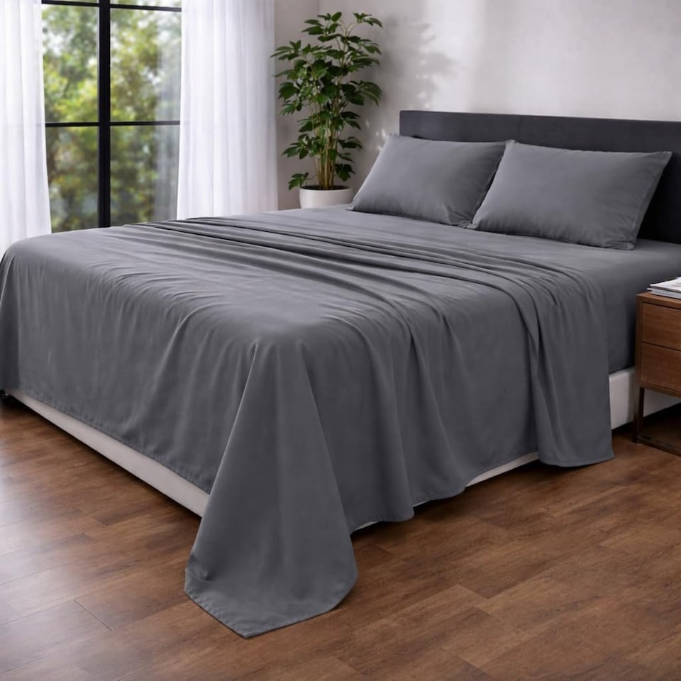image 1 of HOMES-LINEN Microfiber Flat Sheet Easy Care Bed Sheet