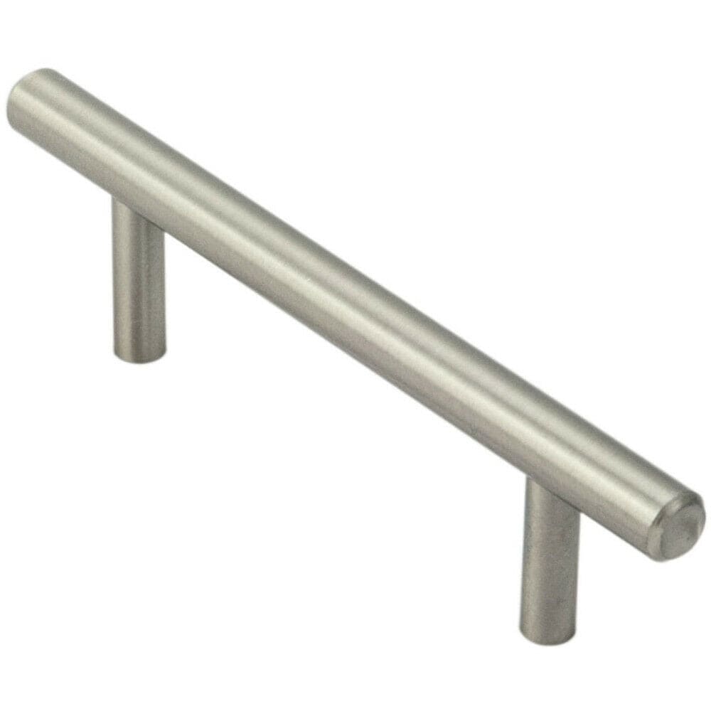 Loops Mini Round T Bar Pull Handle 100 x 8mm 64mm Fixing Centres Satin Nickel in Metallics