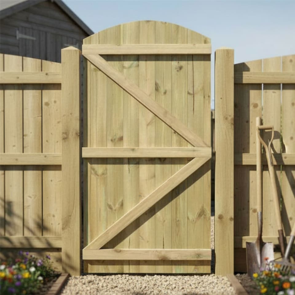 image 1 of Arch Top Wooden Garden Gate 6ft x 2.5ft Tongue & Groove Semi-Braced Treated Door