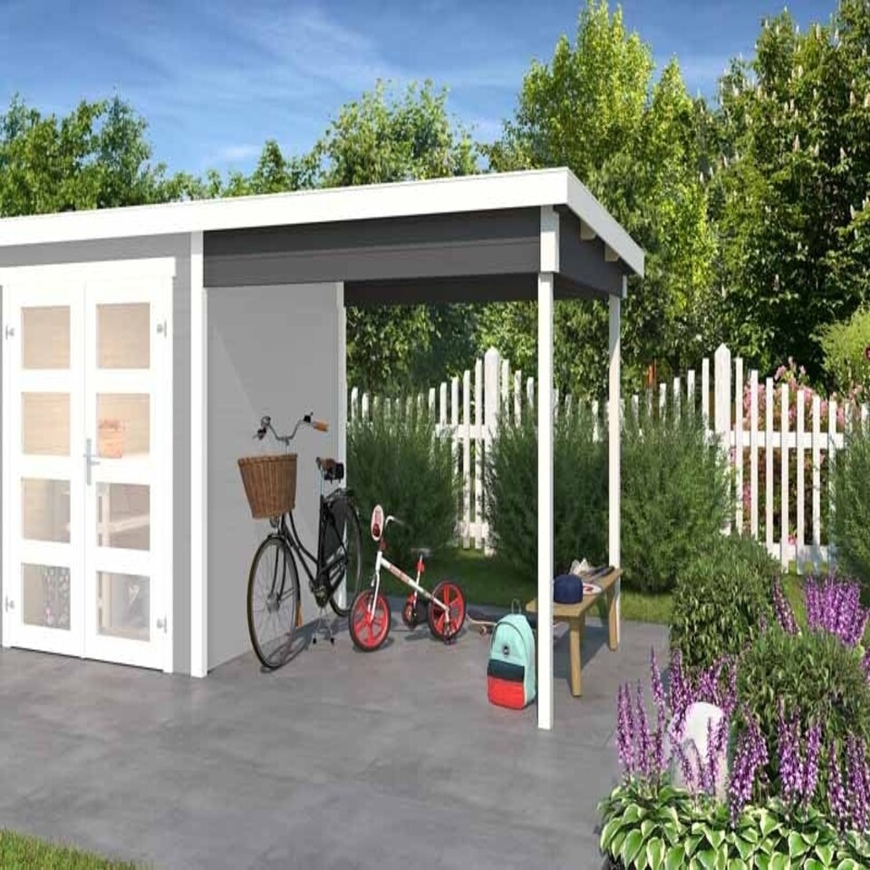 image 1 of Zambezi anbau 200x250-Log Cabin, Wooden Garden Room, Timber Summerhouse, Home Office - H211 cm Brown