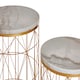 image 4 of Interiors by Premier Set Of 2 Marble Top Round Side Tables, White Marble Side Tables With Gold Iron Geometric Base, Nesting Tables