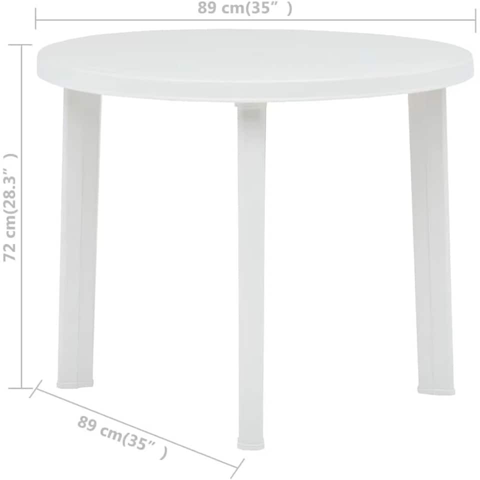 image 1 of Round Plastic Table & 2 Folding Chairs Set with Armrests Garden Patio Furniture