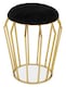 image 1 of Orsina Black Velvet and Gold Finish Frame Stool, Airy Design Contemporary Ottoman with Velvet Seat, Ottoman