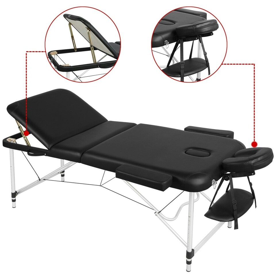 image 1 of Yaheetech Adjustable 3 Fold Massage Bed with Headrest and Hand Pallet