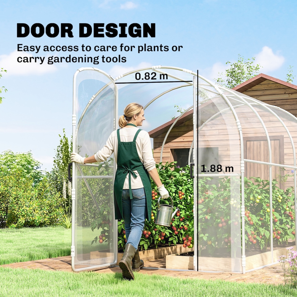 image 1 of Outsunny 3 x 2 x 2m Polytunnel Greenhouse with Door, Galvanised Steel Frame