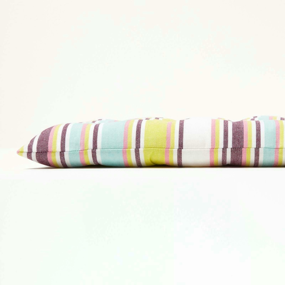 image 1 of Homescapes Garden Bench Cushion Luxury 2 Seater Cotton Stripe Indoor Outdoor Seat Pad | Green | 108 x 42 cm | 1