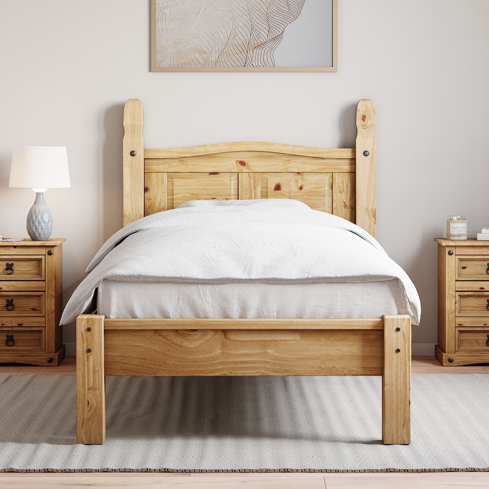 image 1 of Vida Designs Corona 3ft Single Bed Solid Pine Wood Frame, Low Foot End, 90 x 190cm