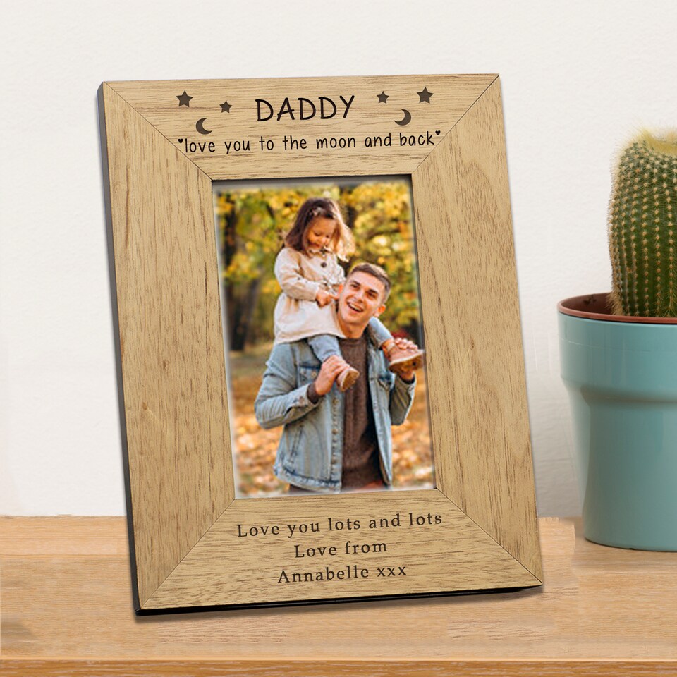 image 1 of Personalised Daddy Love You To The Moon And Back Wood Picture Frame 6x4 Dad