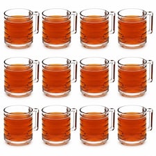 320ml Mugs Modern Clear Glass Tea Coffee Cups Hot Drinks Latte Glasses Set of 12