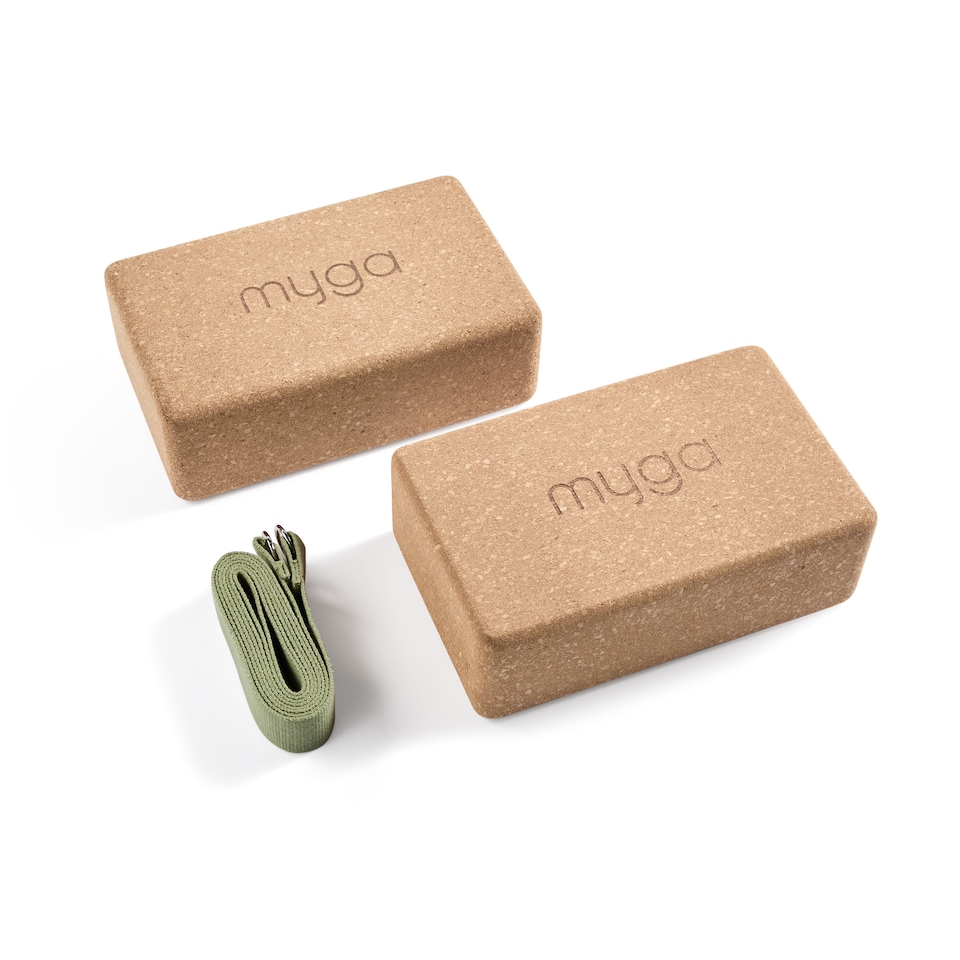 image 1 of Myga Pair of Cork Blocks and Strap - Moss
