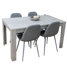 Grey Dining Table Set with 4 Grey Chairs Modern Rectangle Dining Room Furniture