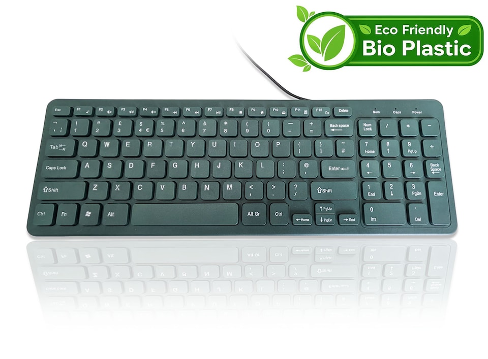 image 1 of Accuratus Bioplastic 960 Wired Keyboard - USB Full Size Biodegradable Keyboard - Forest Green