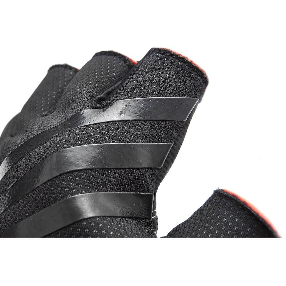 image 1 of Adidas Half-Finger Weightlifting Gloves — Size S, Black, Integrated Wrist Strap | Black | Black | S