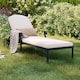 image 2 of Charles Bentley Cast Aluminium Sun Lounger Recliner With Beige Cushion - Black