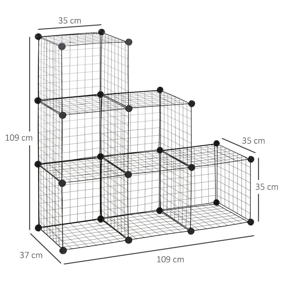 image 1 of HOMCOM DIY 6 Cube Metal Wire Rack Interlocking Storage Cabinet Organiser Display