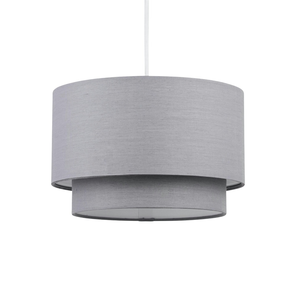 image 1 of First Choice Lighting Dark Grey 2 Tier Ceiling Light Shade Grey