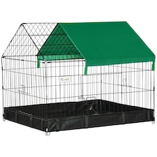 PawHut Rabbit Cage Guinea Pig Small Animal Playpen Water Proof Roof 90x75x75 cm