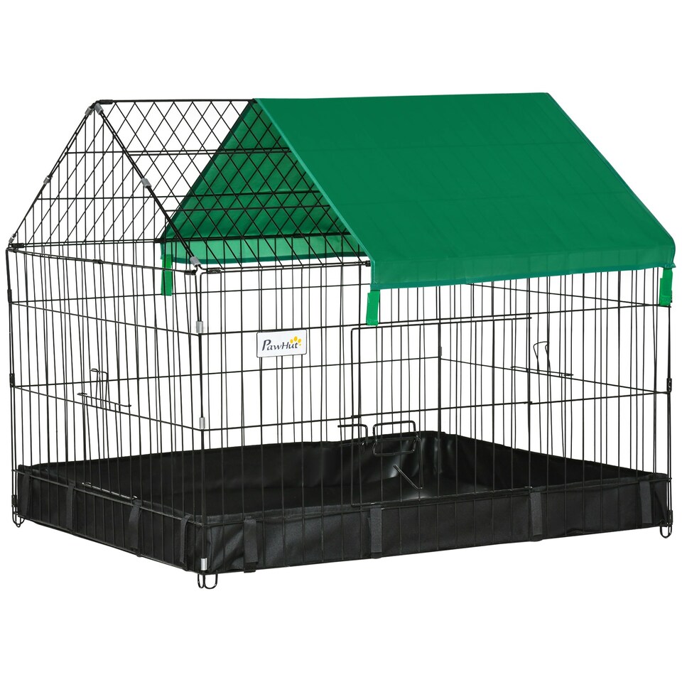 image 1 of PawHut Rabbit Cage Guinea Pig Small Animal Playpen Water Proof Roof 90x75x75 cm