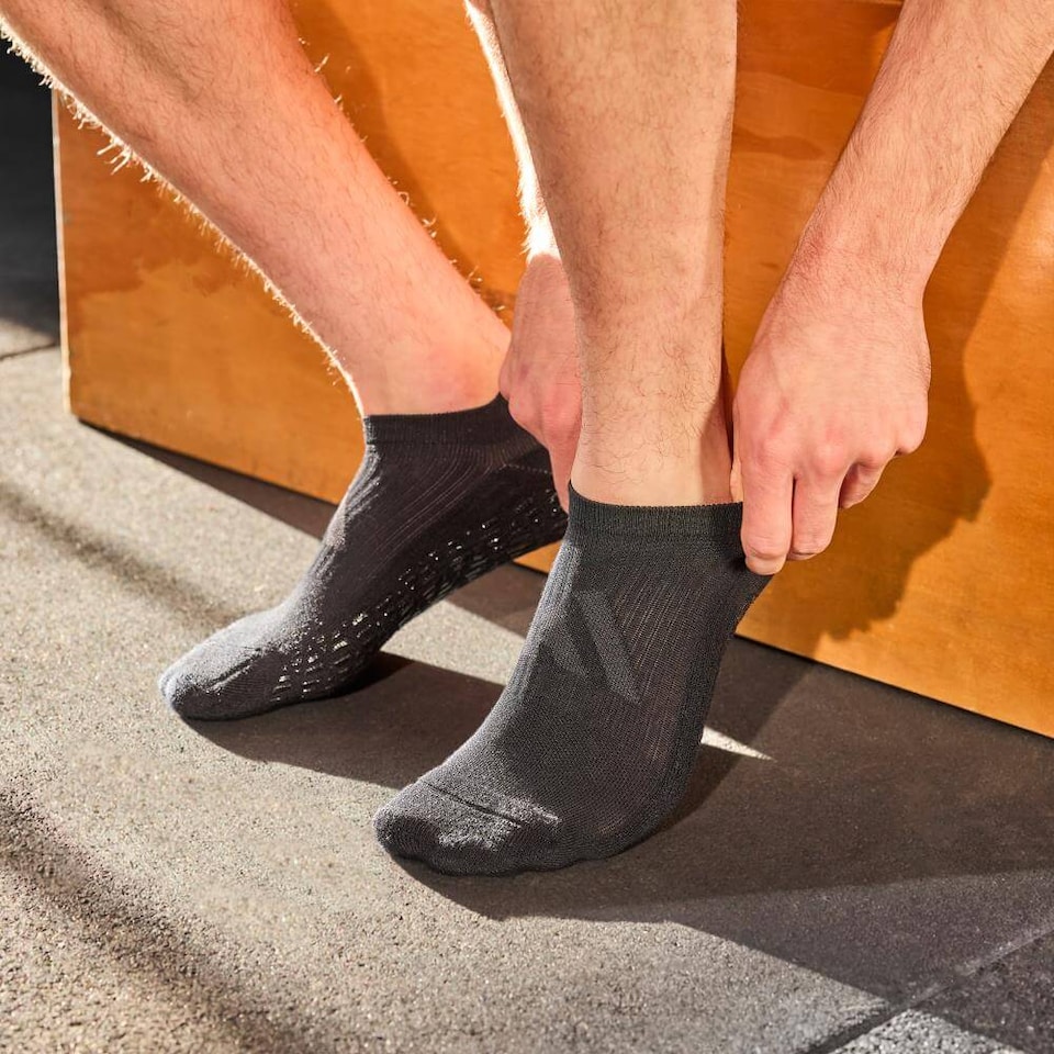 image 1 of Adidas Studio Grip Socks — Cotton-blend, Silicone-Grip Non-Slip Socks for Yoga, Pilates and Studio Workouts. | Multi | Grey | M