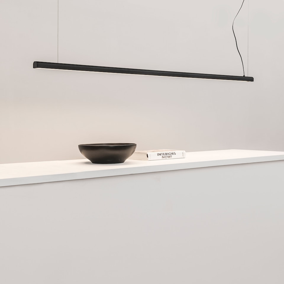 image 1 of Vico 115cm Black Pendant Lamp With Recessed Canopy