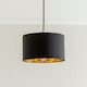 image 2 of ValueLights Reni Black Fabric Gold Inner Lamp Shade & Bulb Black