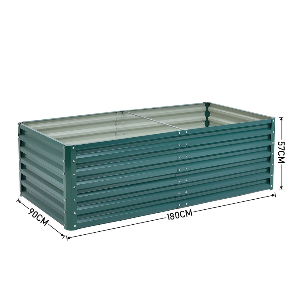 image 1 of Living and Home 1.8m Metal Garden Bed Rectangular Raised Garden Planter,Dark Green | Green | Dark Green | 180cm W x 90cm D x 57cm H