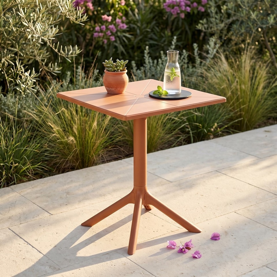 image 1 of Square Bistro Garden Table - Plastic - L60 X W60 X H75 cm - Terracotta - Flat Packed