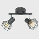 image 3 of ValueLights Retro Style 2 Way Metal Basket Cage Ceiling Spotlight In Pewter Grey Finish