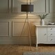 image 1 of ValueLights Camden Brushed Chrome Tripod Floor Lamp Charcoal Shade & Bulb | Grey