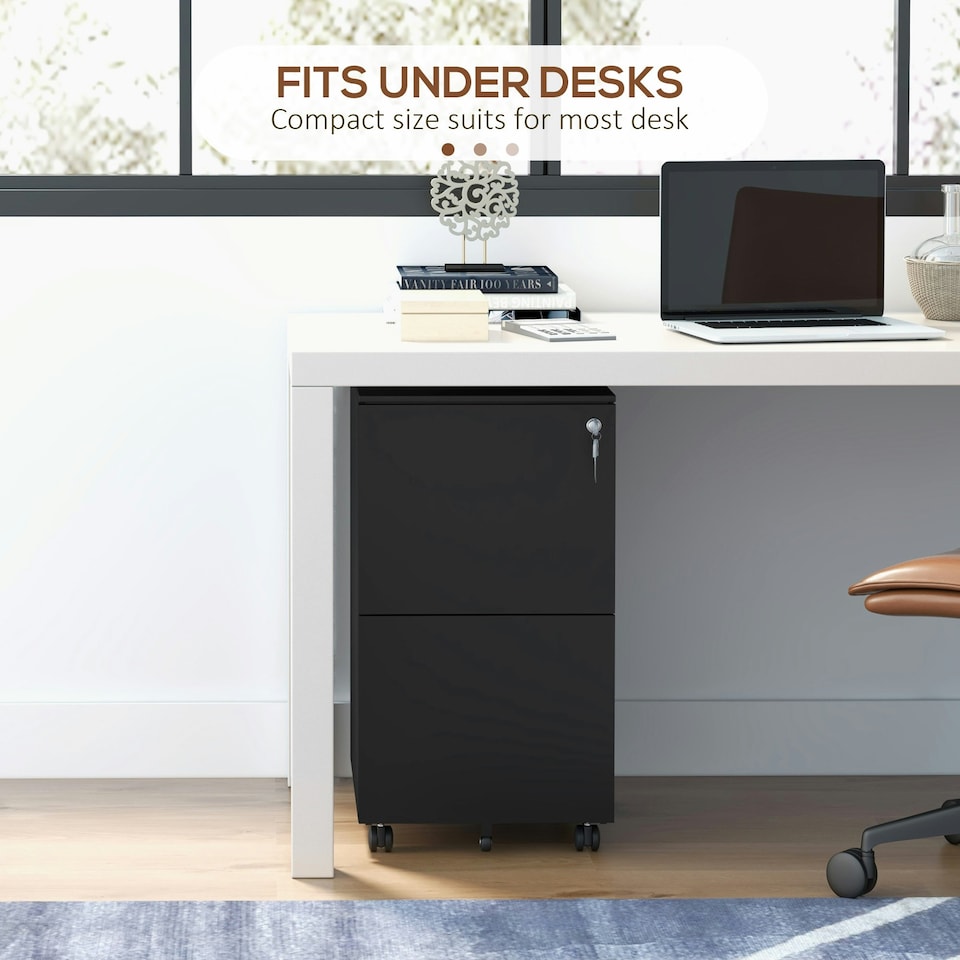 image 1 of Vinsetto Steel File Cabinet with Hanging Bar for Letter A4 Legal Size Black