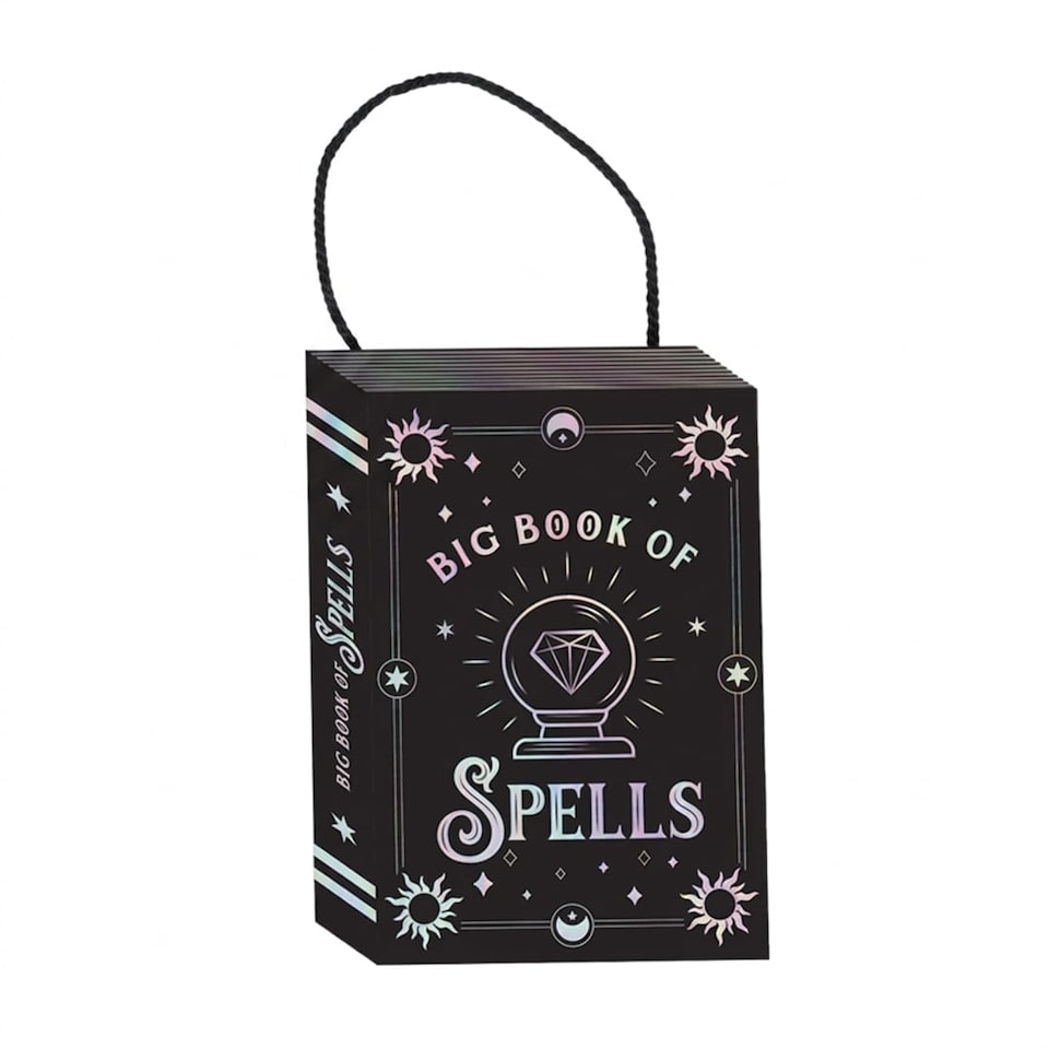 image 1 of Iridescent Black Halloween Spell Book Hanging Plaque Decoration 18cm