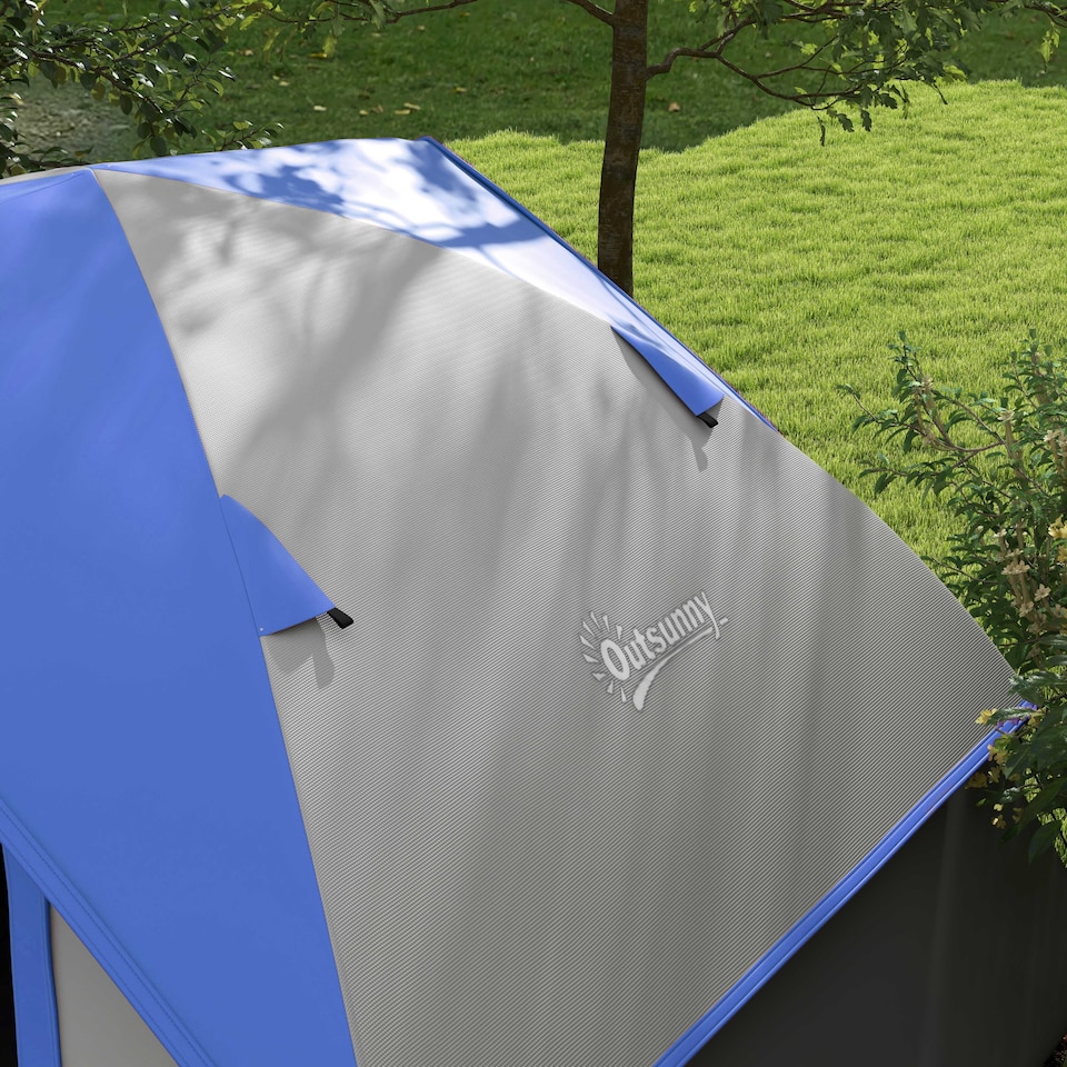 image 1 of Outsunny 2 Man Camping Tent w/ Sewn-in Groundsheet, 3000mm Waterproof, Blue