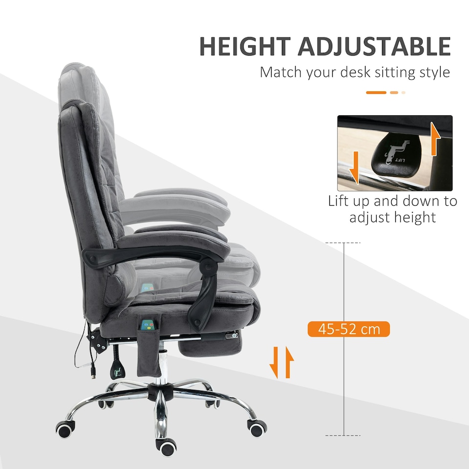 image 1 of Vinsetto Ergonomic Heated 6 Points Vibration Massage Office Chair Dark Grey