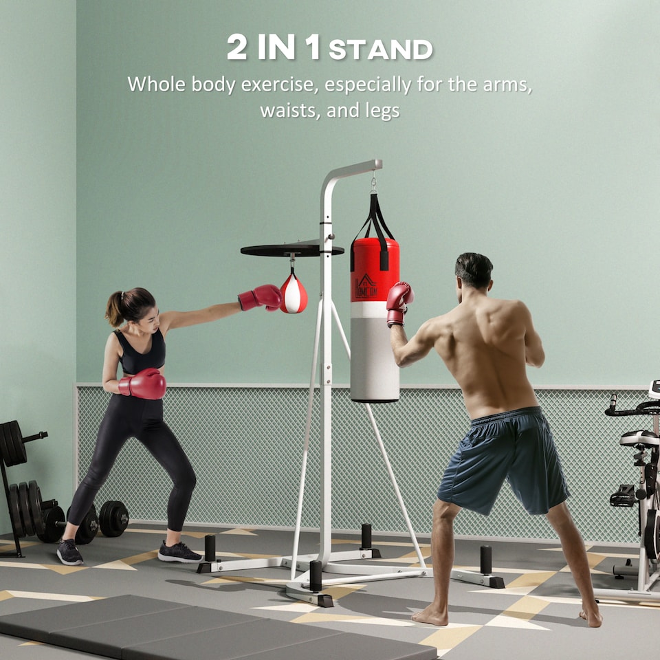 image 1 of HOMCOM Punchbag & Speedball Boxing Station Frame Freestanding | White | White