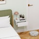 image 4 of HOMCOM Floating Bedside Table, Wall-Mounted Nightstand with Storage Drawer, Small Side End Table for Bedroom, White