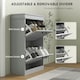 image 4 of HOMCOM Slim Shoe Storage Cabinet with 2 Flip Drawers for Entryway, Grey | Grey