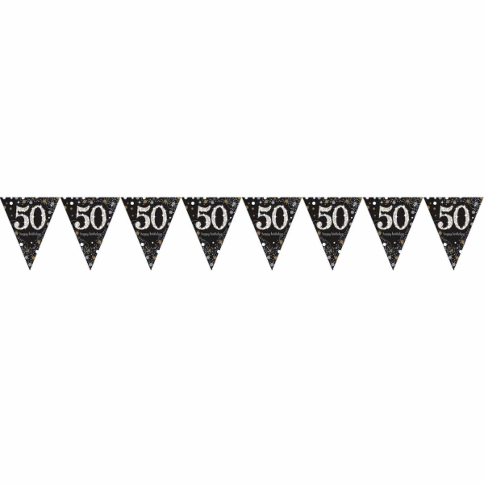 Amscan Sparkling Gold Celebration 50th Birthday Decorative Bunting - Black/Gold - One Size